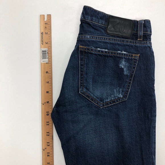 sold * Zara Busted Knee Distressed Raw Hem Jeans Sz 2 - Picture 5 of 7